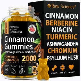 Cinnamon Gummies Blood Support Ceylon Cinnamon Bark 2000MG Blend Supplements Berberine Turmeric Gymnema Sylvestre Bitter Melon Psyllium Husk Chromium