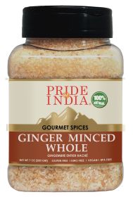 Pride of India – 7 oz Ginger Minced Whole – Gourmet Spice – Rich in Antioxidant – Potent Flavor - Great for Adding Flavor to Stir Fries & Sauces – Eas