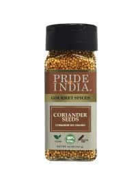 Pride of India – Coriander Seed Whole – Fresh & Gourmet Indian Whole Spice – Good for Curries/Meat/ Chicken – Easy to Use – 1.4 oz. Small Dual Sifter