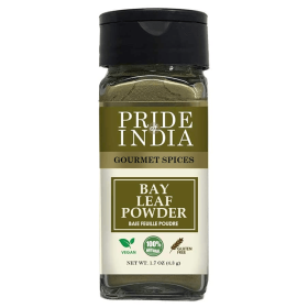 Pride of India | Bay Leaf Powder 1.7 oz (4.3 gm) Small Dual Sifter Jar | Fresh & Authentic Bay Leaf Ground | Gourmet Spice | Good for Seasoning Stews/