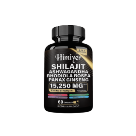 Shilajit 9000 Panax Ginseng 1500MG Ashwagandha 2000MG Rhodiola Rosea 999MG, Turmeric 500MG, Gingko Biloba 500MG, Stinging Nettle 250MG, Cordyceps (Color: Black)