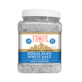 Himalayan White Salt by Pride Of India - 2.2Lbs - Rarest & Enriched W/84+ Natural Minerals- Low Sodium- Mineral Rich Nutrition and Enhanced Taste- Hea (Value: Coarse Grind)